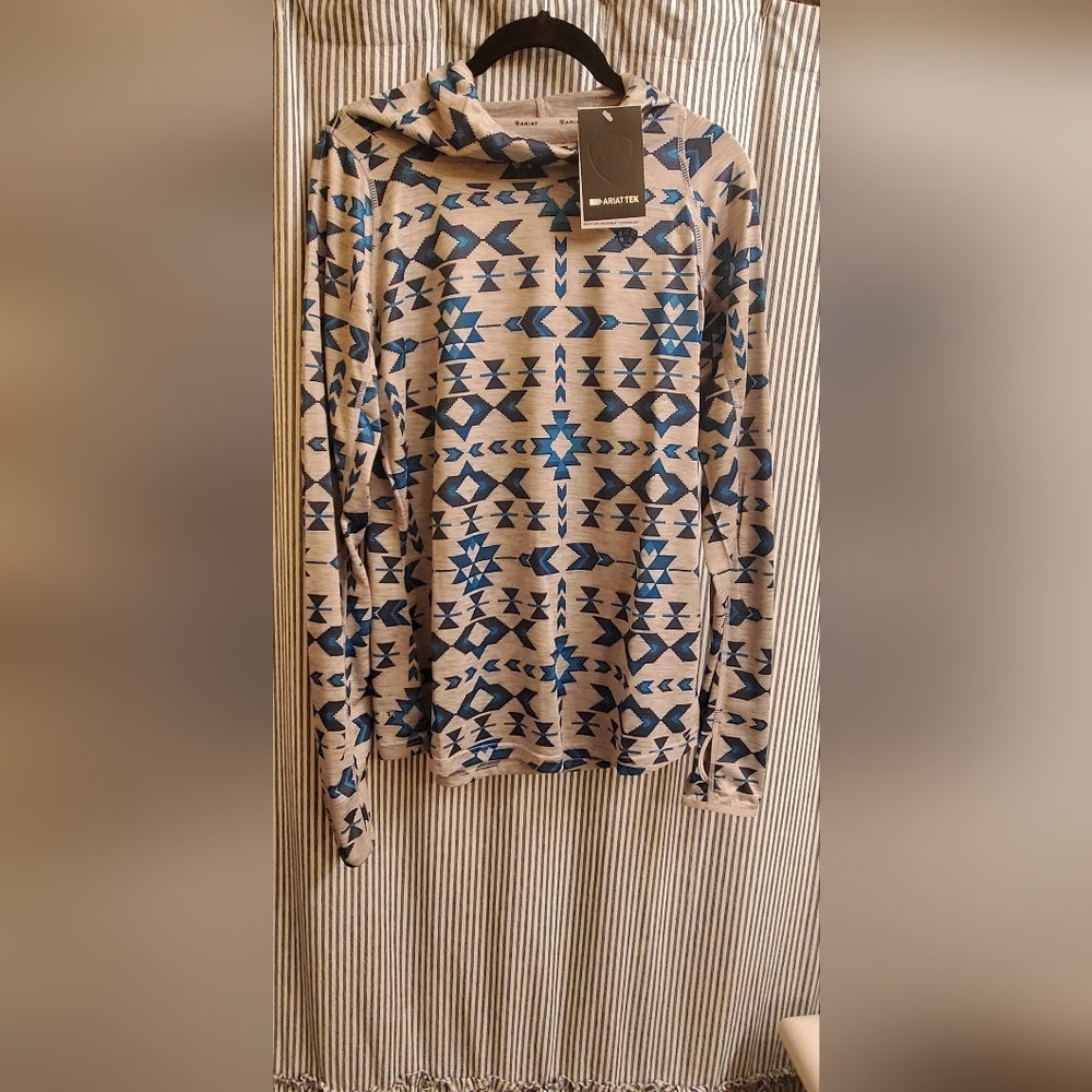 Ariat Blue and Gray Patterned Women's Top